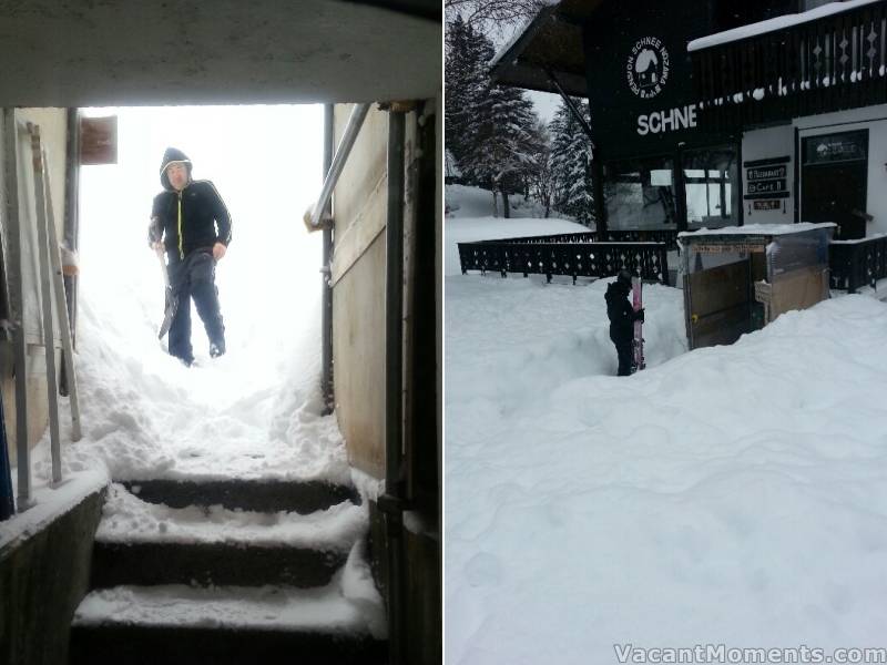 Digging out the ski room entrance for Traktorwoman