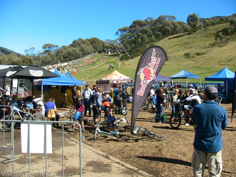 Base camp for the MTB championships - bottom of Kosi chair - Sunday morning