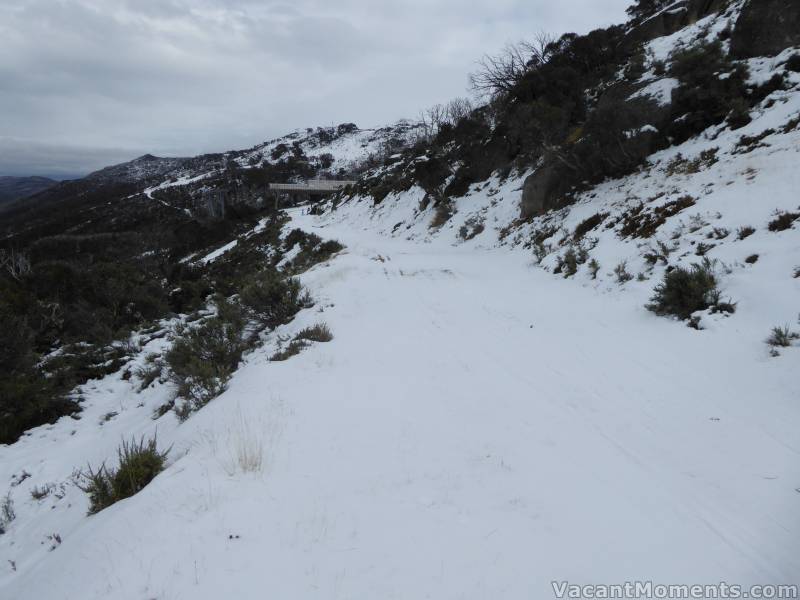 Looking towards Gunbarrel top station<BR>I was surprised that the traverse wasn't worse - I skied the whole way