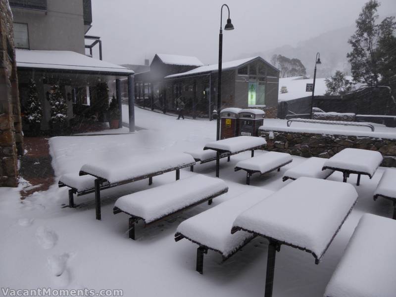 The Village Square outside the Bakery at 7:15am