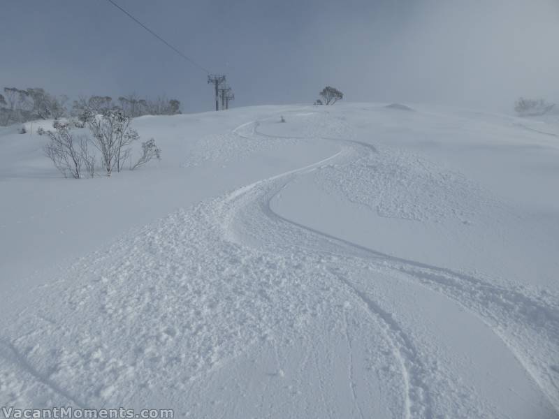 Still getting great untracked freshies on my 4th run from the top