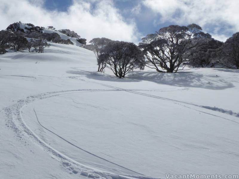 Off piste out of resort on Monday on the fresh snow