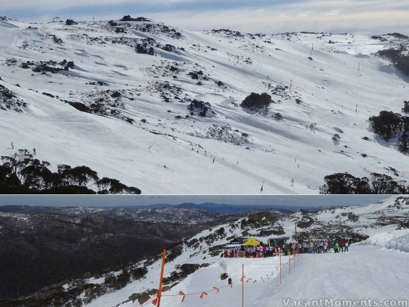 Saturday: The Banked Slalom started from near the top of Conrod Straight<BR>The course ran from top left to bottom right of top photo