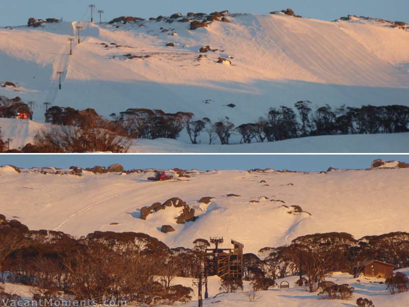 Cats grooming Sponars and over the Rim on Saturday morning under a pink sky