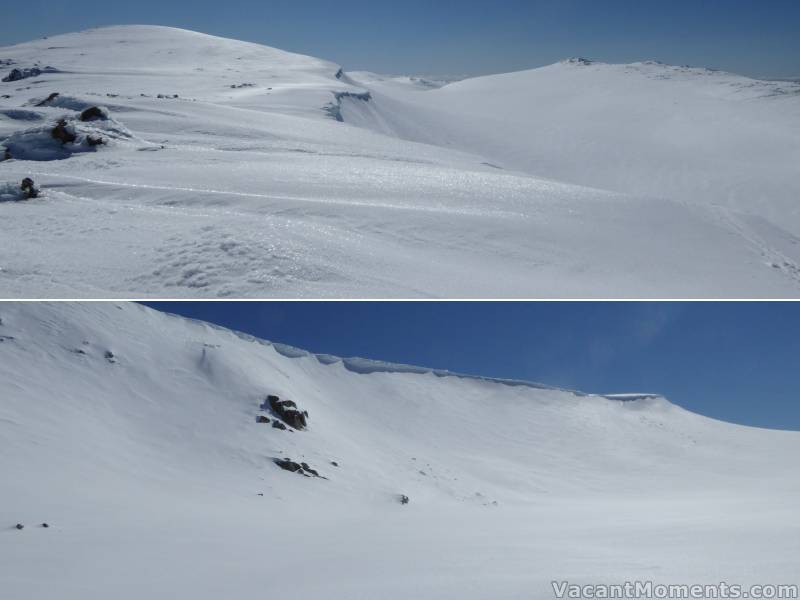 Looking back along Kosi Cornice towards Kosi (top left)<BR>and the view from my lunch spot underneath