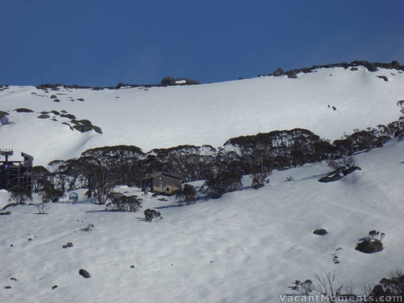 The Rim Run at the back and Basin T-bar hut in the centre