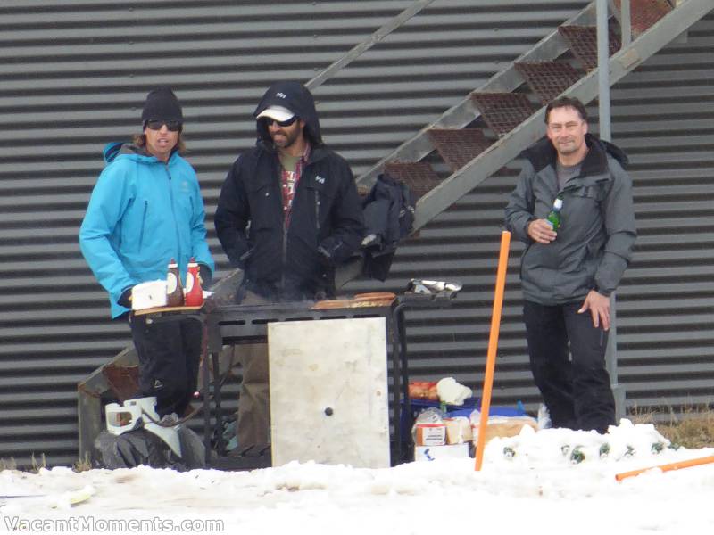 The boys prepare the sangas and test the beer