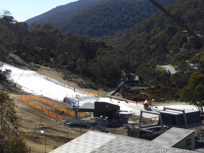 Extended toboggan run built this week from snow pushed down Sundance<BR>(see second photo above)