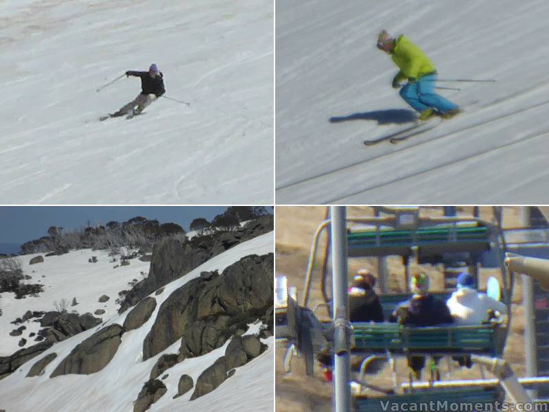 Scenes from the last few days: The photo Ian wasn't expecting,<BR>Duncan too fast to film, Ball's-to-the-Wall,<BR>and Snow Plough, Skid Marx and Scotty downloading yesterday