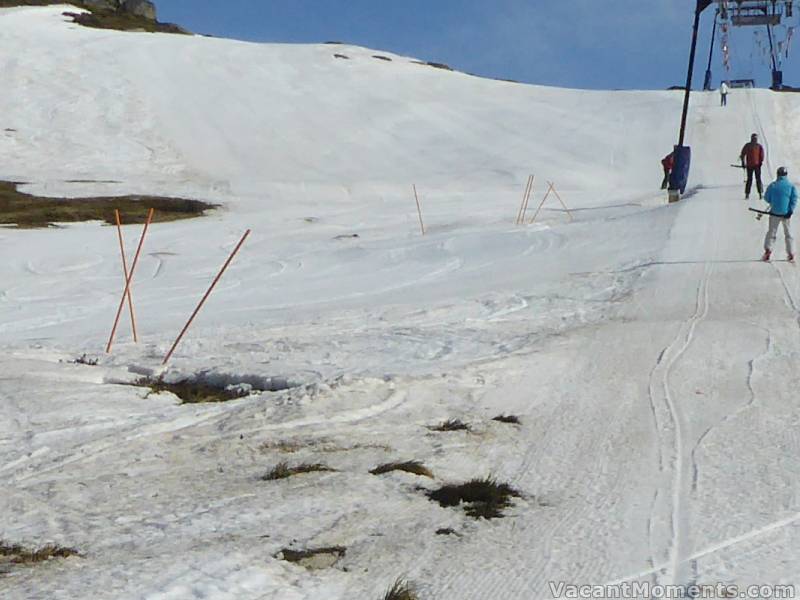 Ski patrol kindly set up a challenging slalom course in the Basin yesterday