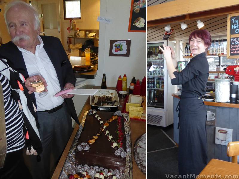 More photos from yesterday: Frank about to cut the cake and<BR>Elysse taking snappies after a season working in Eagles Nest