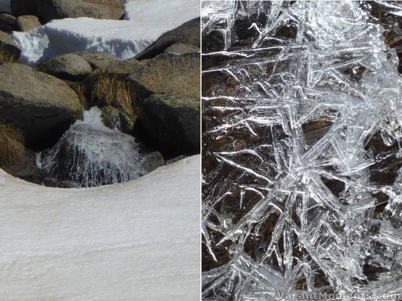 Marion's waterfall has emerged from the snow<BR>Ice crystals after a little overnight freeze