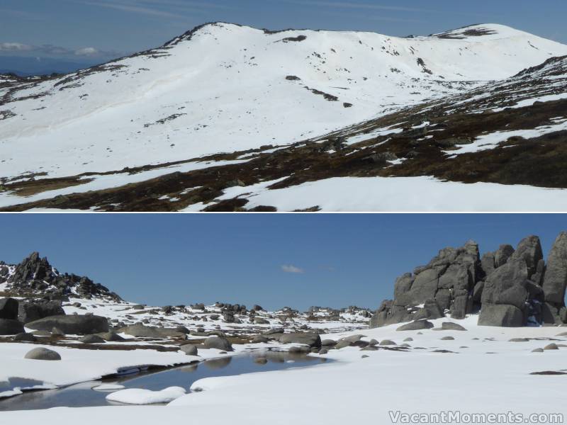 A teaser of some of the photos to come in the next report, as I try to do the majestic scenery justice<BR>South Ridge to Kosi peak on the right and pools of melt water on the high plateau