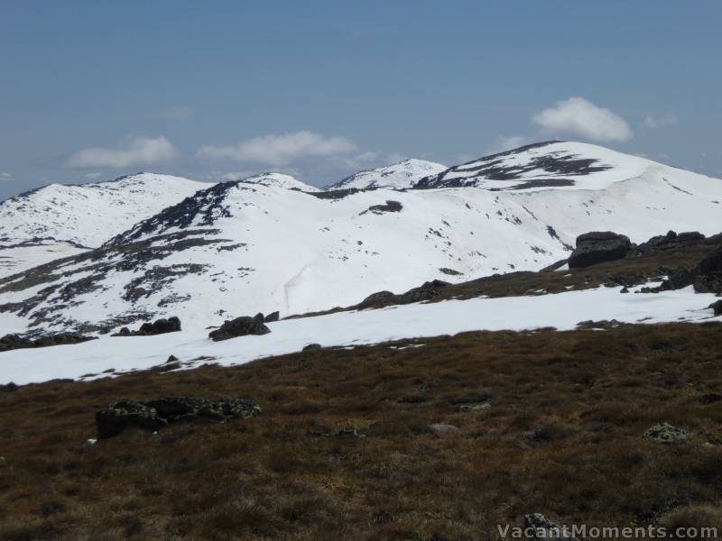 The South Ridge, Mt Townsend behind and Mt Kosciuszko peak on the right