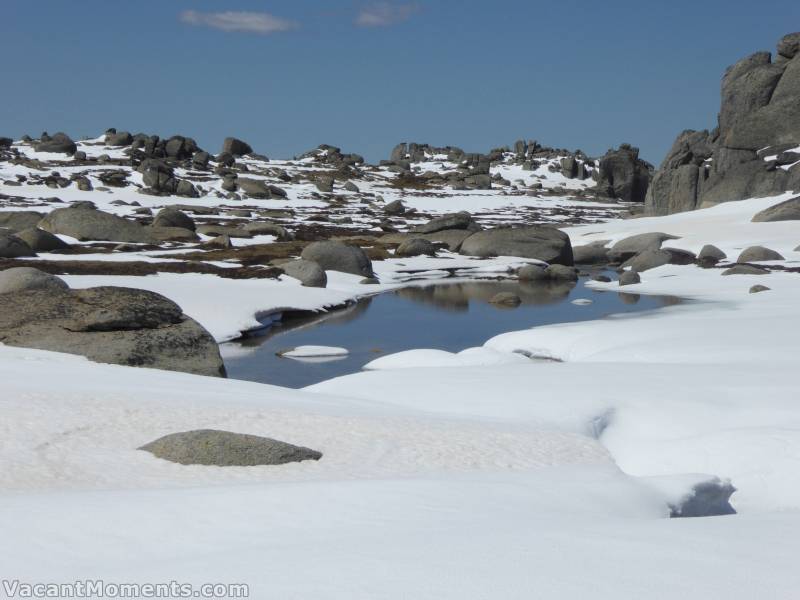 Beautiful ponds and streams formed from the melting snow pack