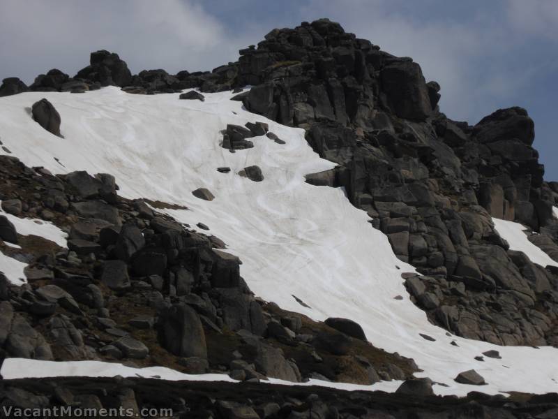 The emerging rocks on the North Face created some interesting lines