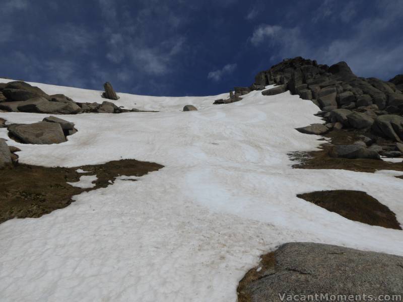 Looking back up the North Face