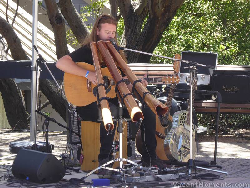 Richard Perso played the other end of the Village Square<BR>always a great venue for free music