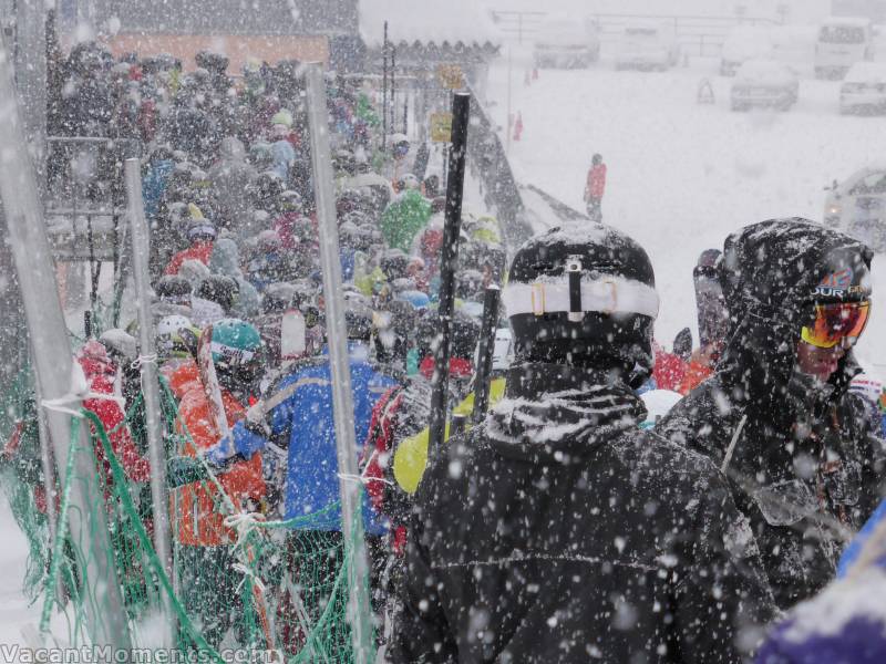 The queue for the newer bigger gondola at Hirafu