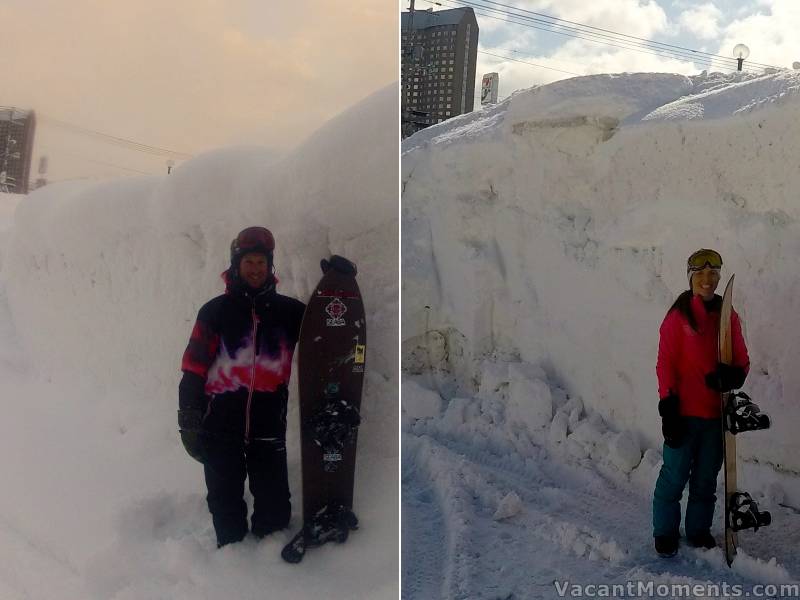 Meanwhile the snow keeps piling up<BR>Peter and Andrea at the same spot on different days