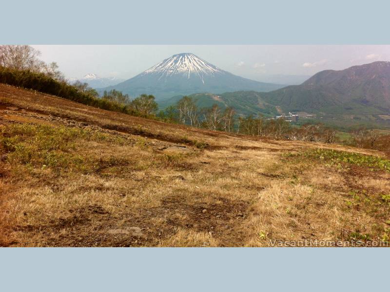 Yotei-zan in the background behind the Rusutsu Resort infrastructure