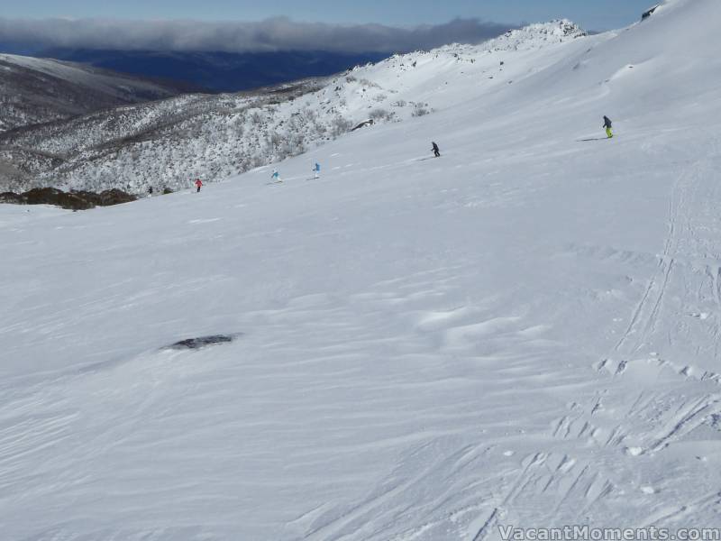 Marion leads the gals down into Bogong