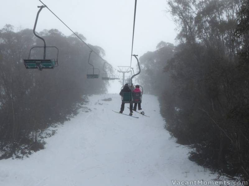 Wednesday morning - first chairs on SnowGums as Kosi chair was de-iced