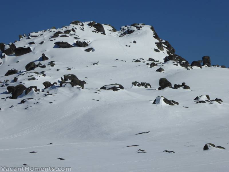 My first target was the top right peak of Pyramid and to ski the north facing slope