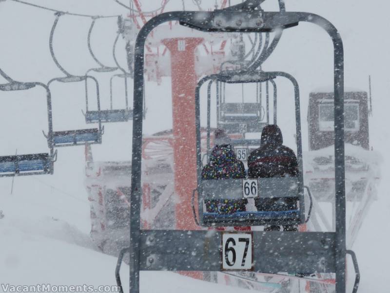 Rosco riding the Ace4 chair in Niseko<BR>Photos courtesy of Rosco