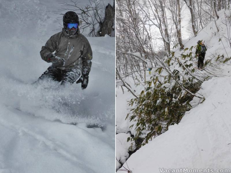 Rob in Mikaeri and<BR>Moiwa's goat track that Rosco described as like skiing out of Golf Course Bowl a month after it has been closed