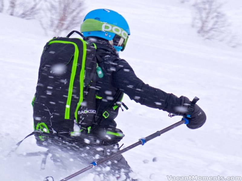 Kristin getting some speed on the open slopes