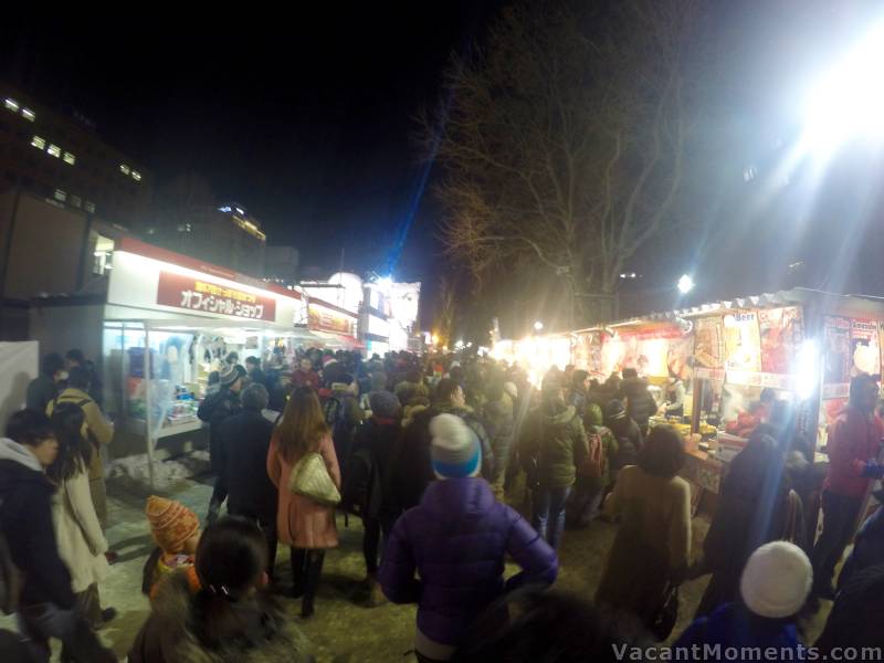 Night time crowds in Sapporo for the Snow Festival