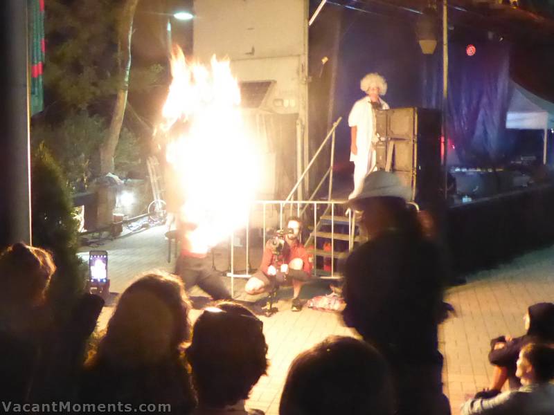 Igor in his alter ego going up in fire