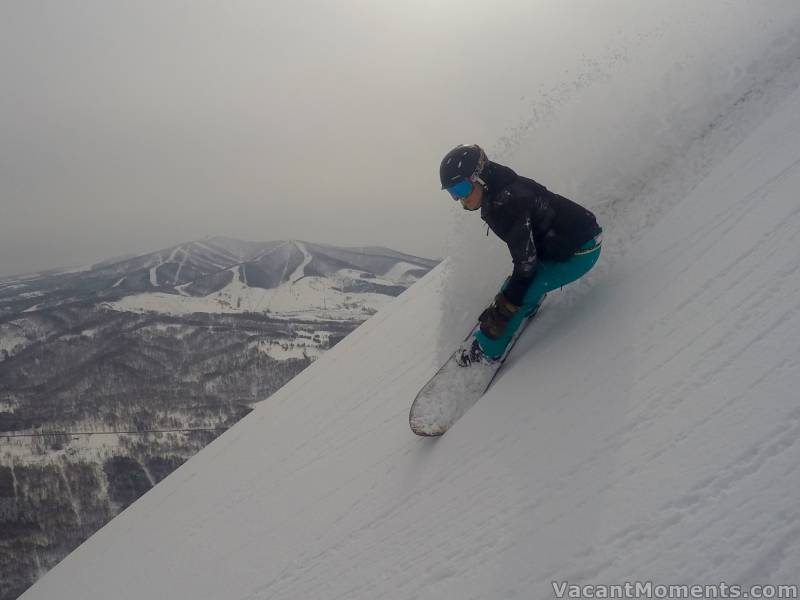 Andrea working the heavier snow