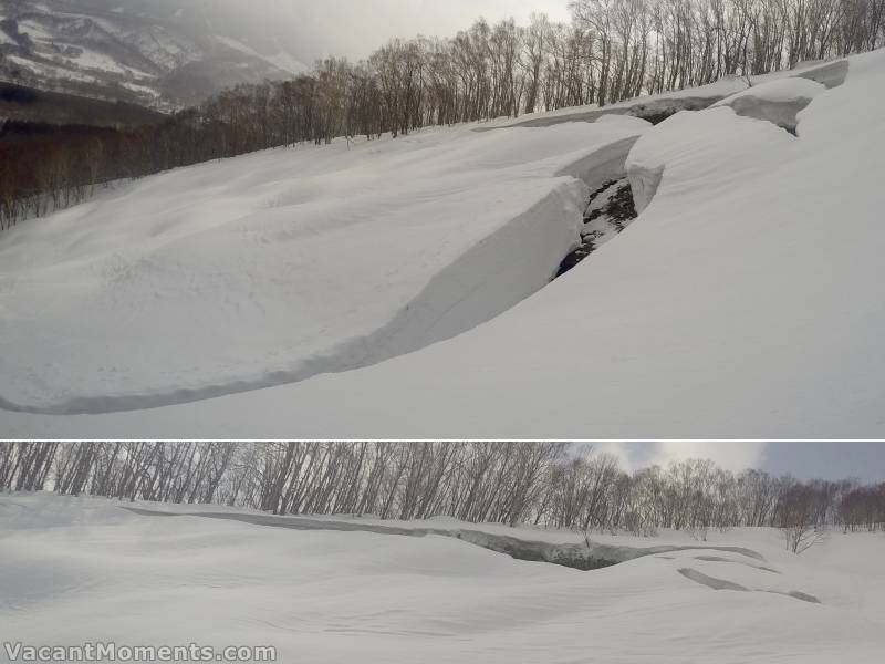 Cracks appearing deep and wide across the alpine areas