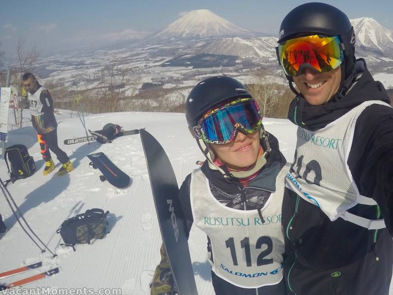 Andrea and Peter in their baggy gear at the top of the straight-line course