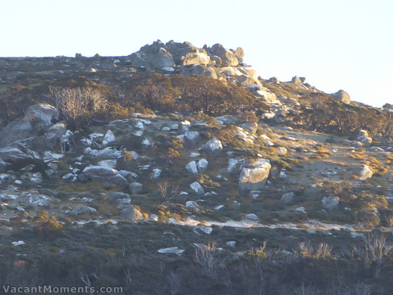 Tuesday: A dusting of snow on the upper boulders