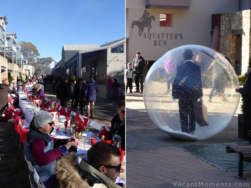 SpongeBob Pete made first chair - at the Long Lunch<BR>whilst Snow-Dome Man roamed around at the other end of the square