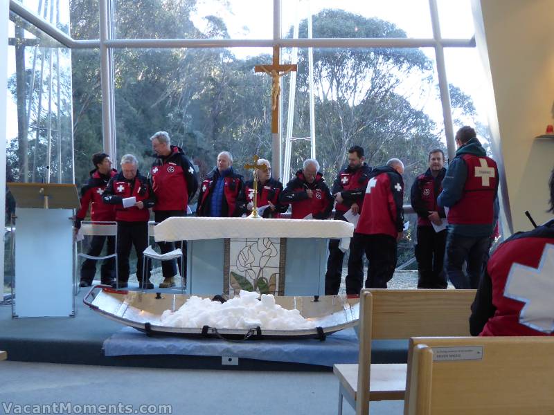 Probably due to the lack of skiing and boarding, there appeared to be<BR>an excess of ski patrollers at the blessing of the very new snow