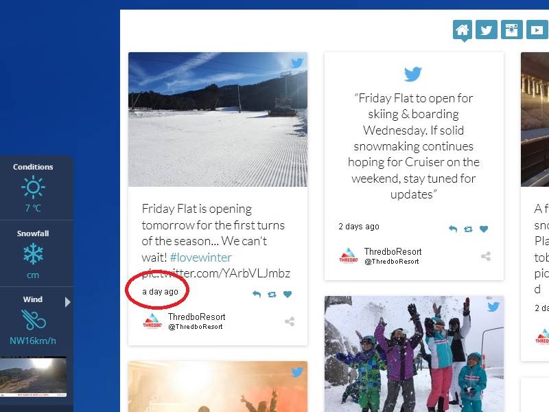 Snap shot from Thredbo home page taken after skiing - note the fine print that I've circled in red