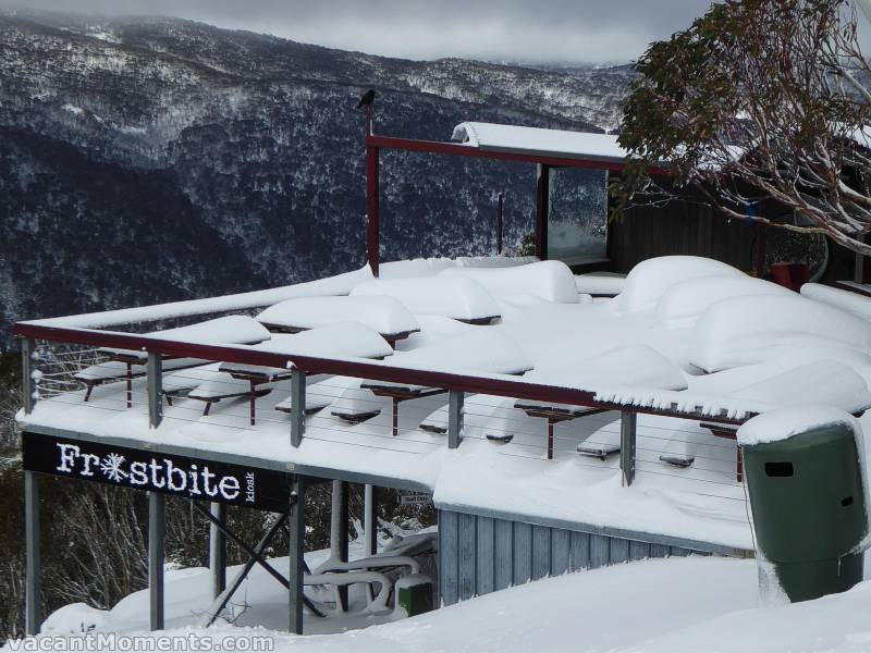 Frostbite Cafe giving an insight as to how much natural snow has fallen over the past days