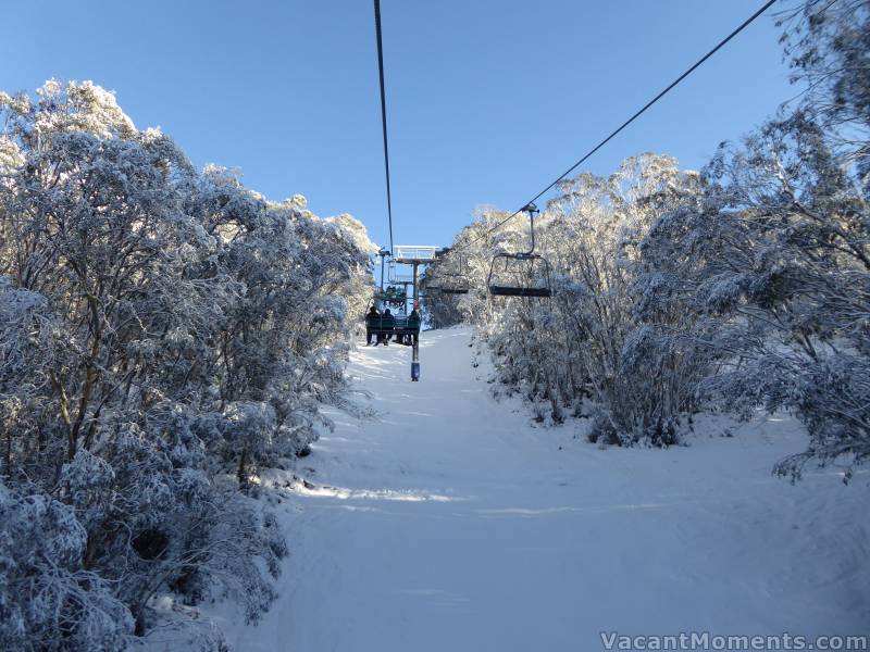 First ride up on Kosi Chair and the sky was blue