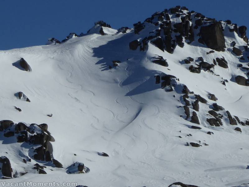 The North Face had tracks from Friday but extreme skier's left had been left for me to complete