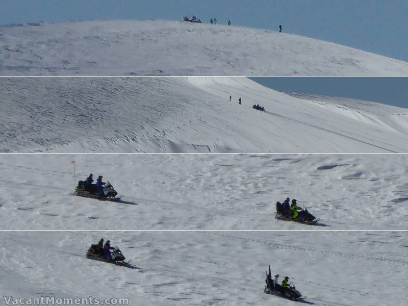 There was even some sort of rescue mission happening on Mt Kosciuszko<BR>Top of Mt Kosciuzko, half way up from Rawsons Pass and 4 snow mobiles travelling in pairs