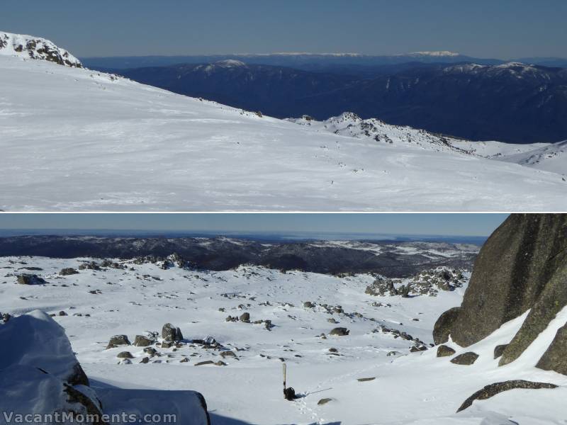 Looking south west to the Victorian Alps and looking east towards Thredbo from North Ramshead