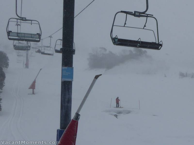 Ski Patrol fencing off the World Cup Onsen<BR>They even had snow making on upper World Cup this morning :-)