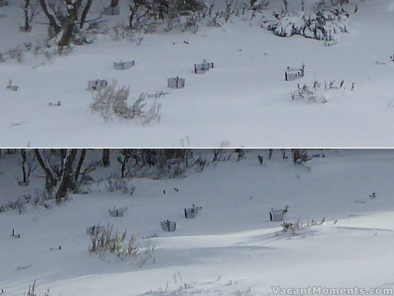 Meadows snow depth yesterday morning and again this morning