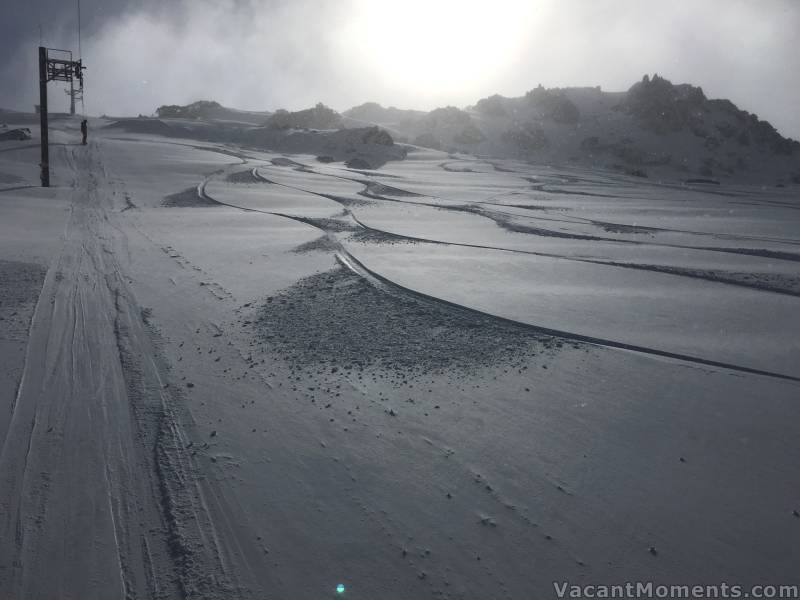 Freshies and no crowd: whilst Thredbo was skied out early, this lasted all day