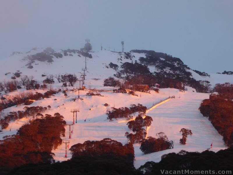 This morning's hue an indication of an even bigger change on the way<BR>taken just before clouds rolled in and obscured upper slopes