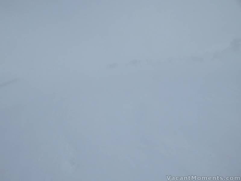 This is a fair-dinkum photo of the snow drifts at the top of Basin T-bar on Sunday